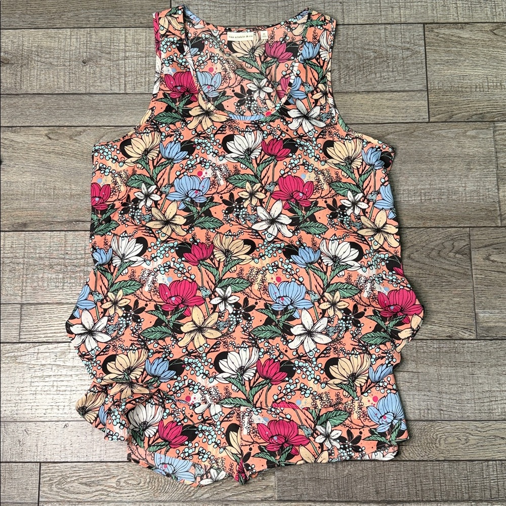 Floral Peach Tank Pajama Set - Women's Sleepwear